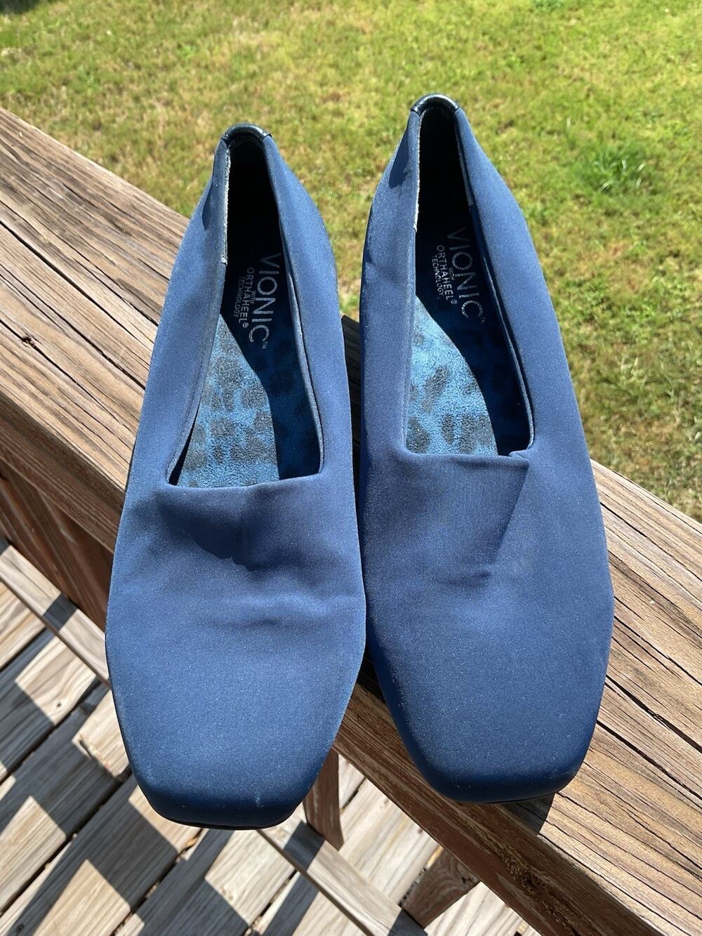 Vionic Orthaheel Techo 8M Navy Blue Treat Powell Slip On Stretch Fabric Shoes